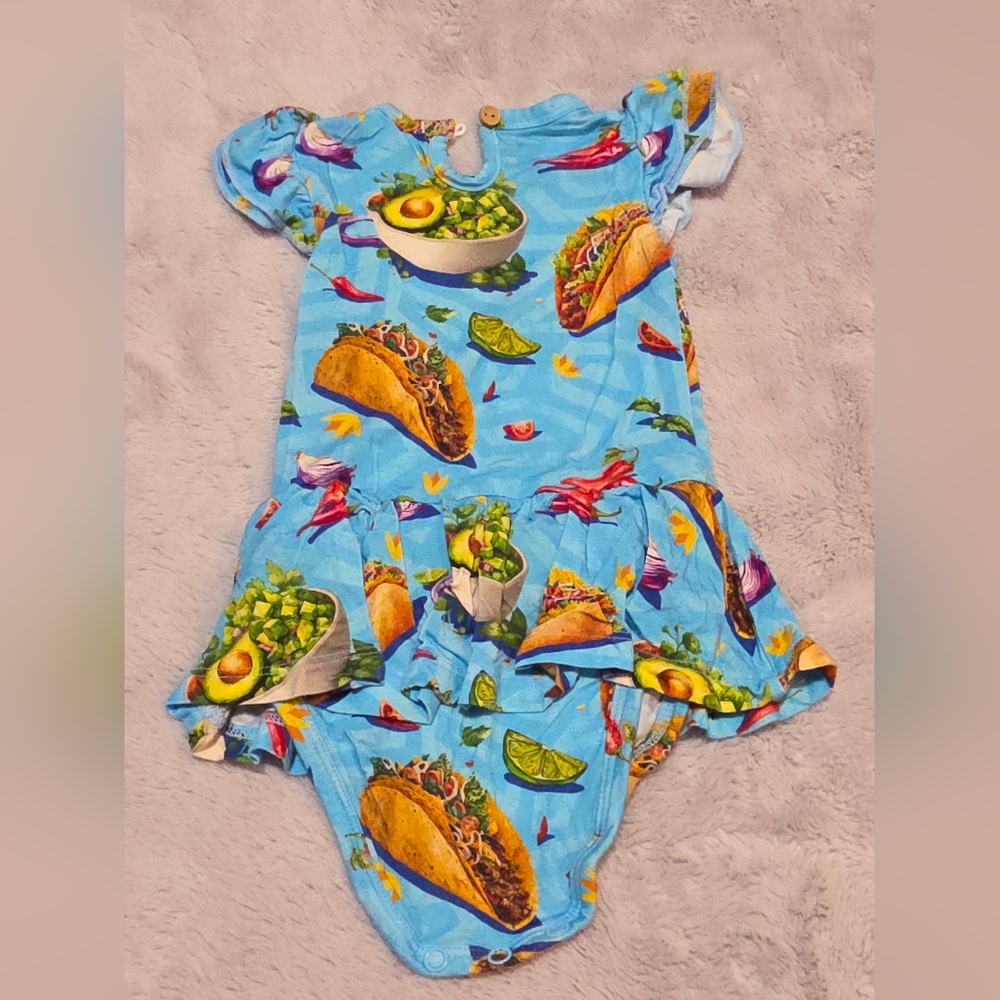 3-6mos Bums & Roses Let's Taco-Bout It Ruffle Dress - Picture 3 of 3